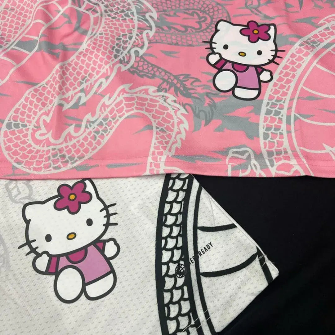 Camisa Real Madrid Hello Kitty | Edição Dragão Chinês rosa e branca